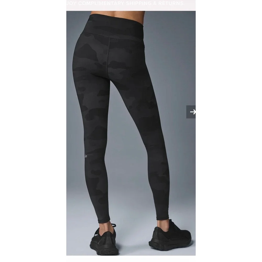 Alo Yoga High Waist Vapor Camo Leggings Black Camouflage Size XS/S Altered